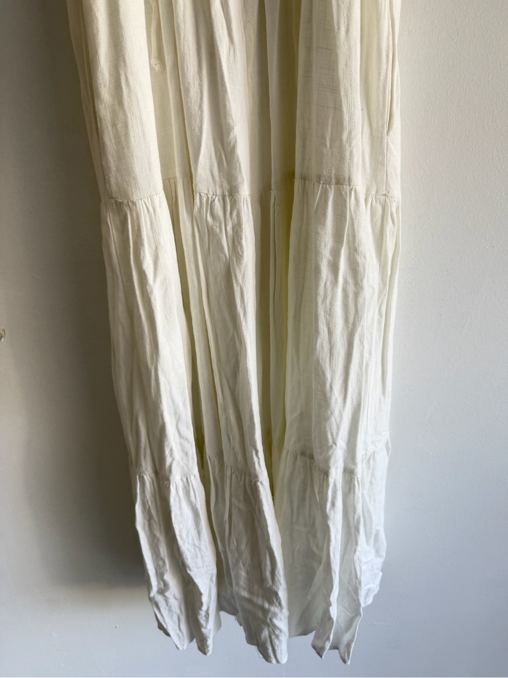 NIA White Linen Blend Tie Strap Maxi Dress Size Small Coastal Boho 8326 - Picture 7 of 11
